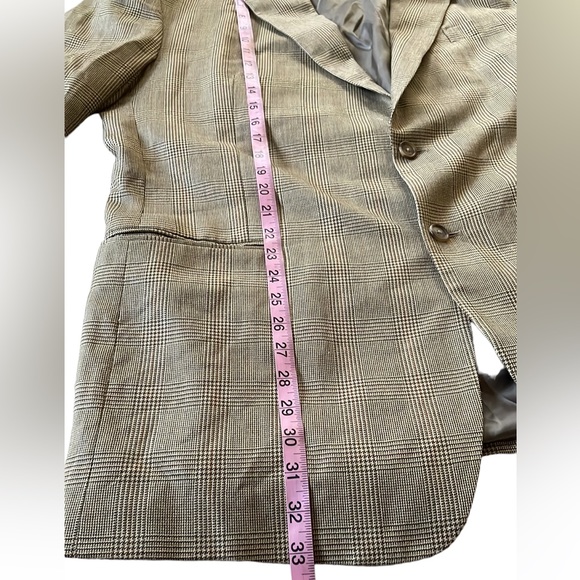 Jos A. Bank Wool Silk Blend Tan Brown Houndstooth Plaid Sports Coat Blazer 48R - Picture 15 of 15